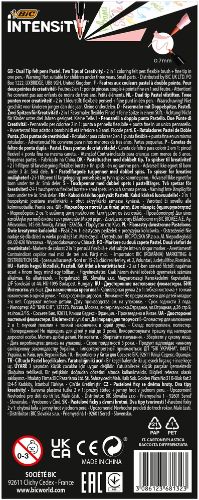 Bic Dvipusis žymeklis Intensity Dual Pastel 6vnt BIC