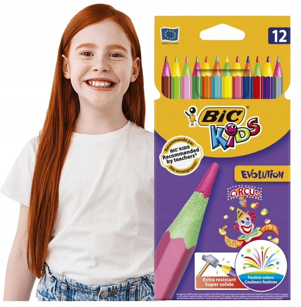 Bic Evolution spalvoti pieštukai, 12 vnt.