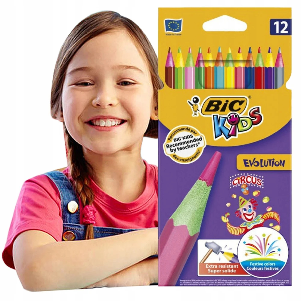 Bic Evolution spalvoti pieštukai, 12 vnt.