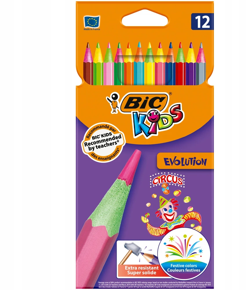 Bic Evolution spalvoti pieštukai, 12 vnt.
