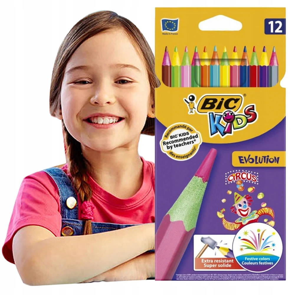 Bic Evolution spalvoti pieštukai, 12 vnt.