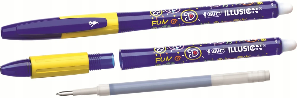 BIC trinamasis tušinukas Illusion 0,7 mm, Gelinis, mėlynas, pakuotėje 12 vnt.