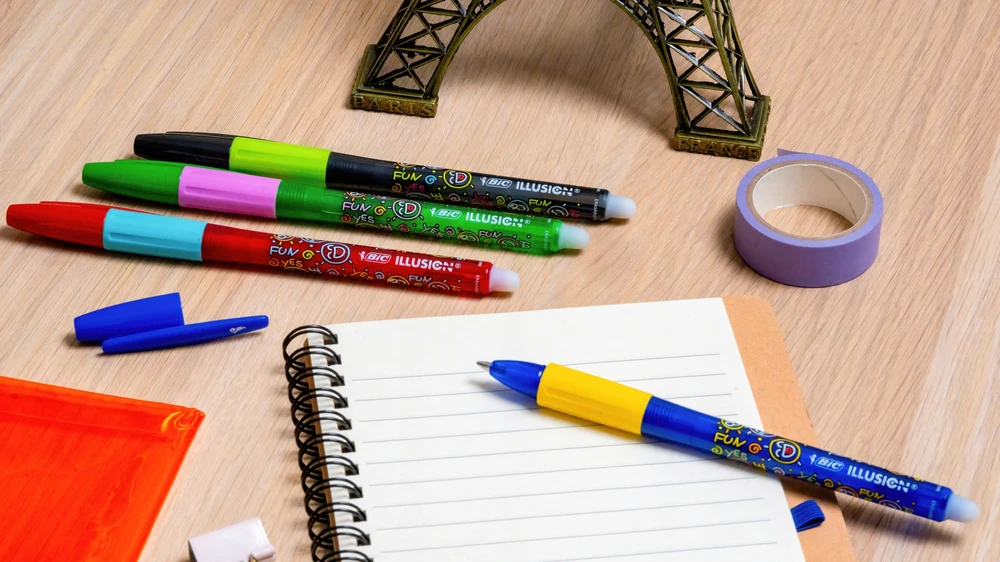 BIC trinamasis tušinukas Illusion 0,7 mm, Gelinis, mėlynas, pakuotėje 12 vnt.