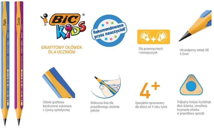 Bic Grafito kreidos - B - Mokymasis - 12 vnt. dėžutėje - Mėlynas korpusas - Nuo 4 metų