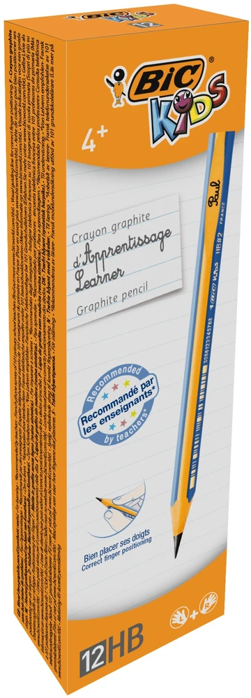 Bic Grafito kreidos - B - Mokymasis - 12 vnt. dėžutėje - Mėlynas korpusas - Nuo 4 metų