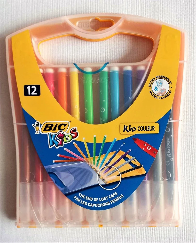 Bic Kid Couleur flomasteriai, 12 spalvų, su plaunamu rašalu