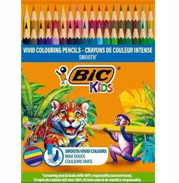 BIC KIDS ECO EVOLUTION SMOOTH – MEDINIAI kreidelės, 48 ​​Vnt.