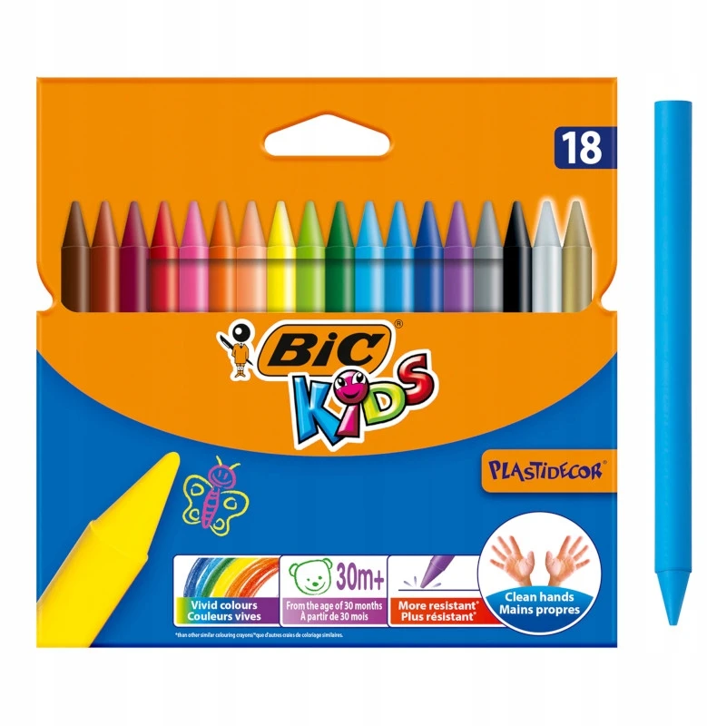 BIC KIDS PLASTIDECOR KREDKI ŚWIECOWE 18 KOLORÓW
