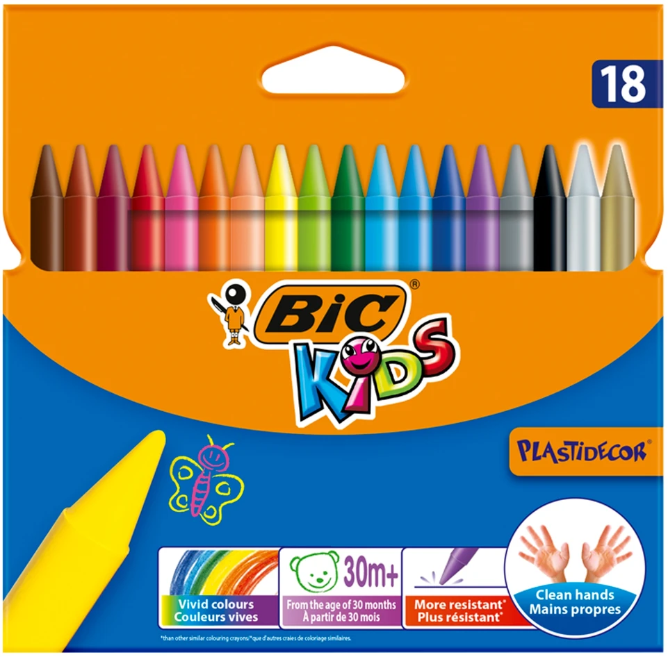 BIC KIDS PLASTIDECOR KREDKI ŚWIECOWE 18 KOLORÓW