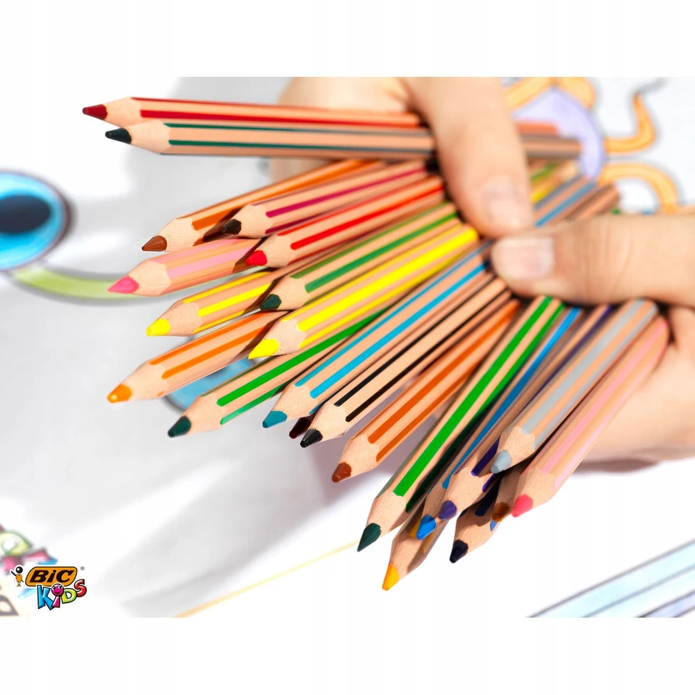 Bic Kids Stripes pieštukiniai pieštukai, 12 spalvų