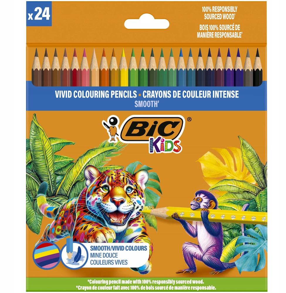 Bic Kids BIC Spalvoti pieštukai Kids Smooth 24 spalvų rinkinys