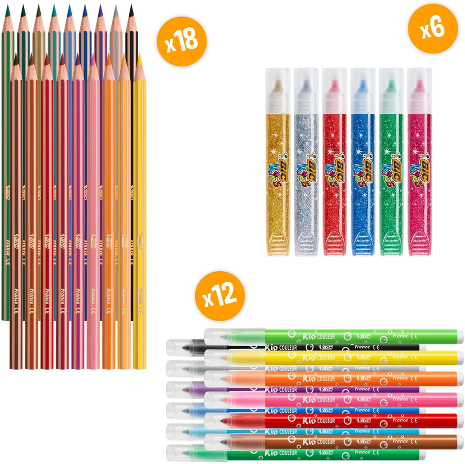 Bic Kūrybinis Rinkinys 36 Vnt. - Pieštukai, Flomasteriai, Spalvinimo Knygelė + Rankšluostis