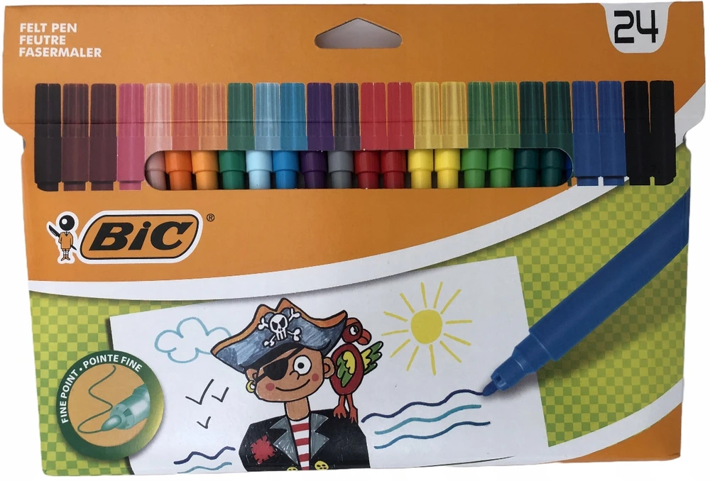 Bic markas žymekliai, 24 spalvos, plonas galiukas, vaikams