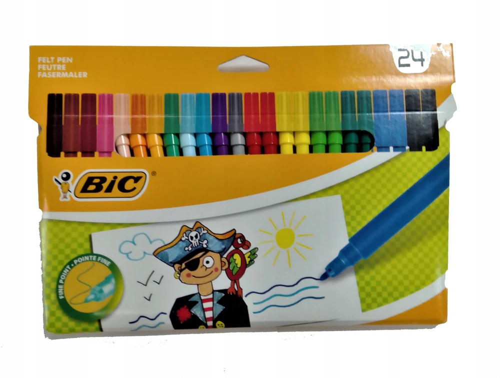 Bic markas žymekliai, 24 spalvos, plonas galiukas, vaikams