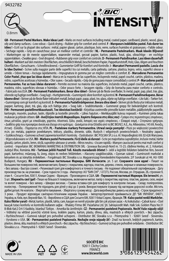 Bic permanentiniai markeriai, 5 spalvų rinkinys