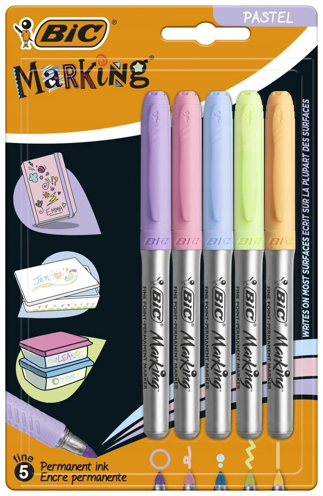 Bic permanentiniai markeriai, 5 spalvų rinkinys