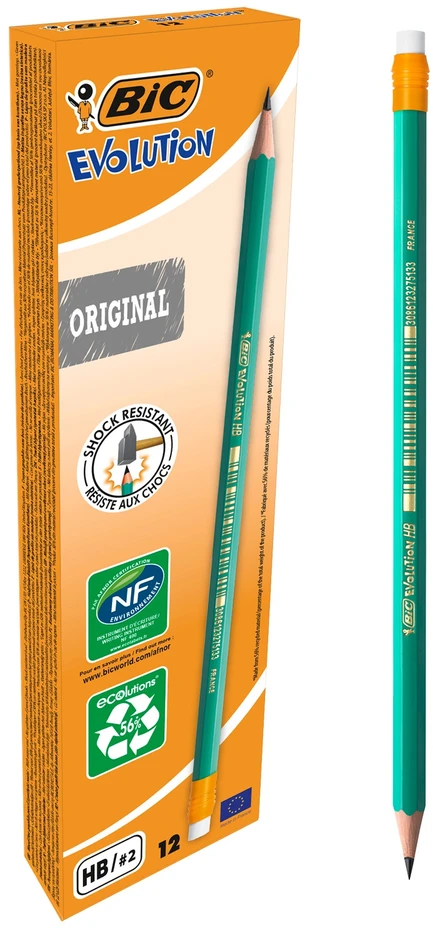 Bic Pieštukai su trintuku Evolution Original, pakuotėje 12 vnt. 083924
