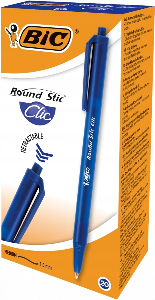 Rašikliai mėlyni BIC Round Stick 1,0 mm 60 vnt