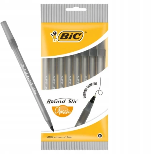 Bic Round Stic Classic rašikliai, juodi, 8 vnt.