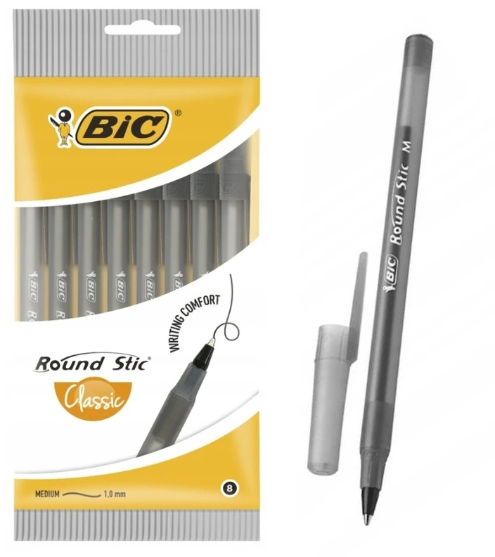 Bic Round Stic Classic rašikliai, juodi, 8 vnt.