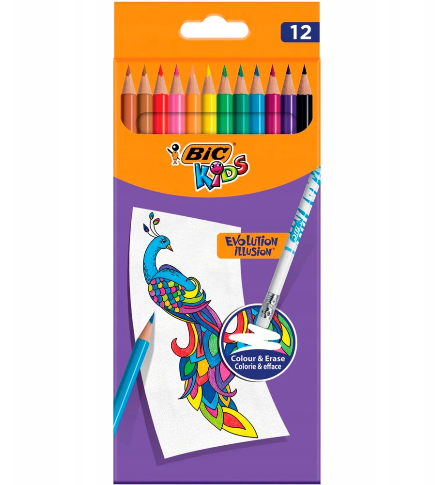 Bic spalvoti pieštukai vaikams, 24 vnt., su trintuku