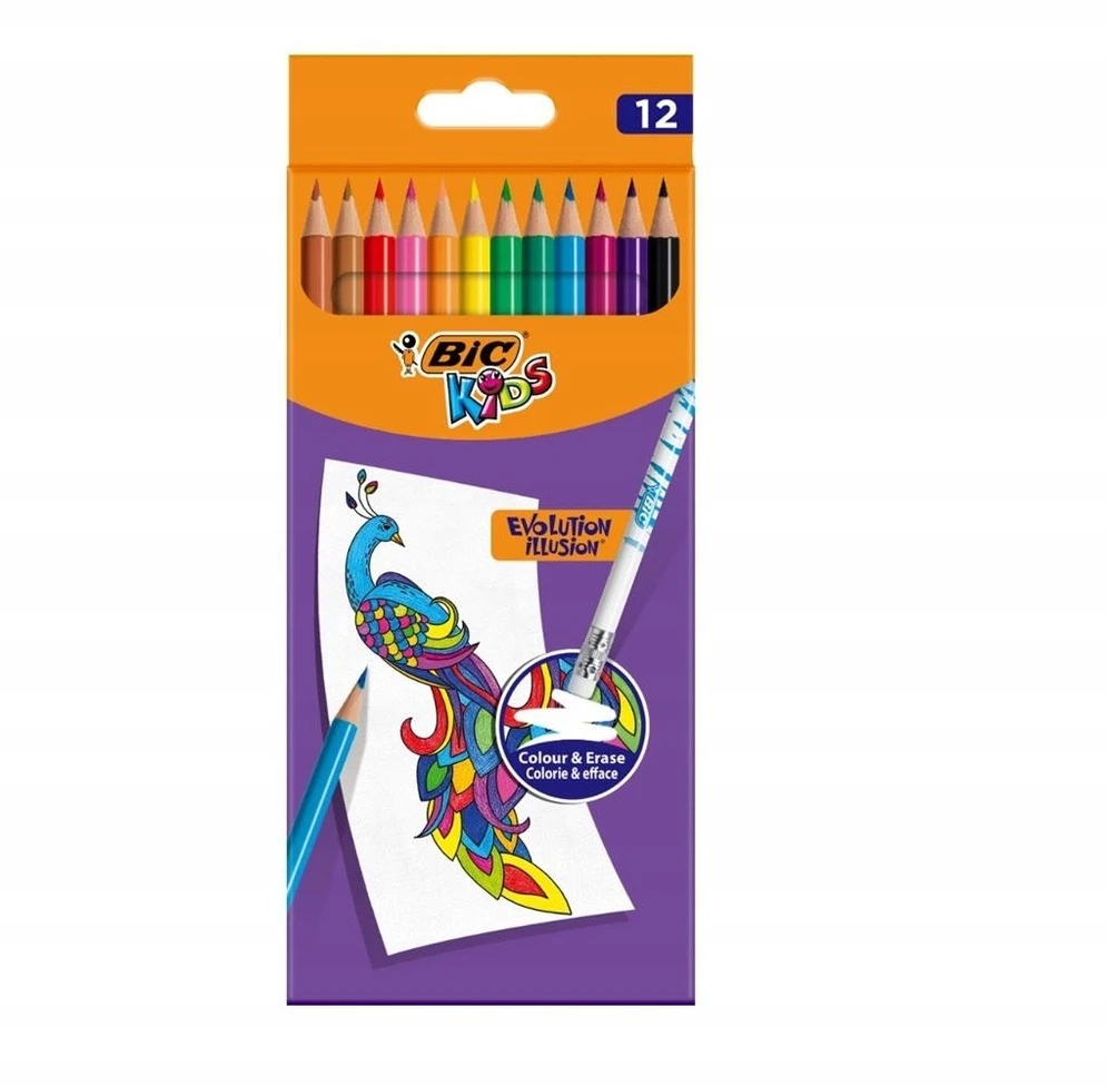 Bic spalvoti pieštukai vaikams, 24 vnt., su trintuku