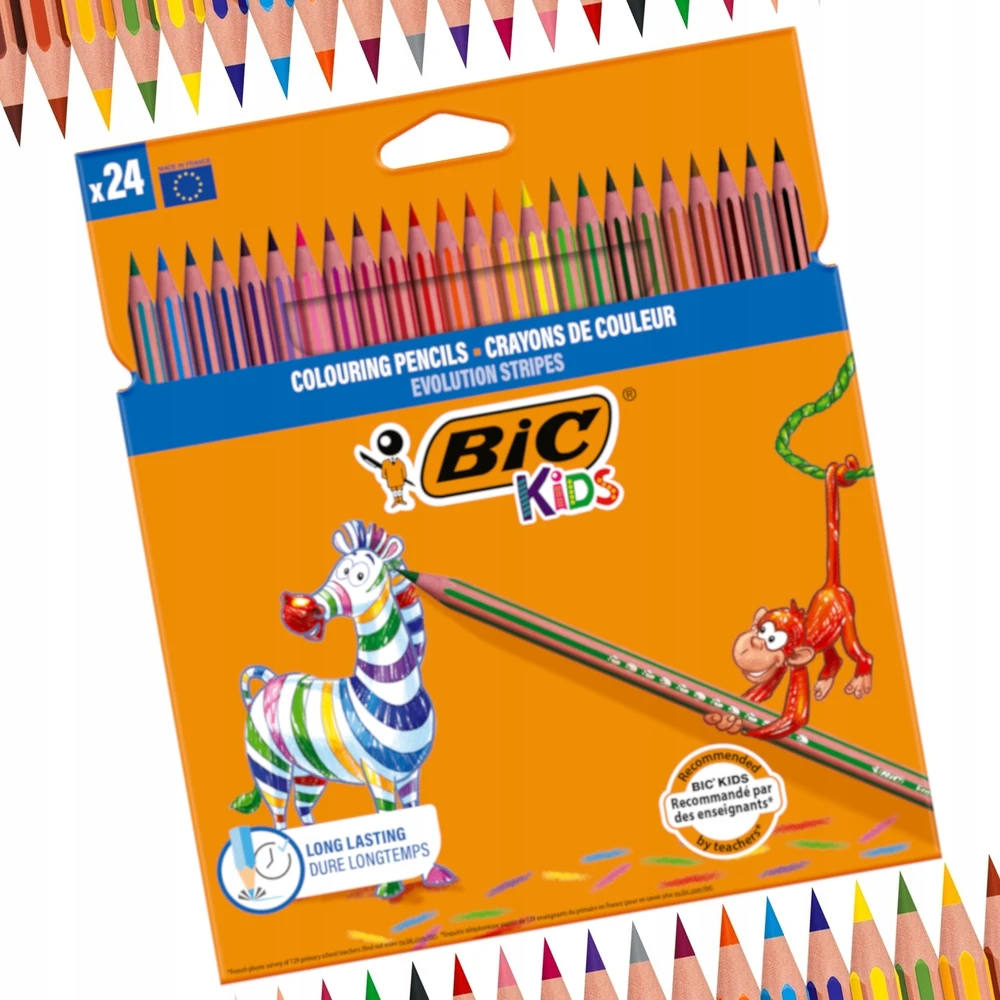Spalvotieji pieštukai Bic Evolution Stripes, 24 vnt.