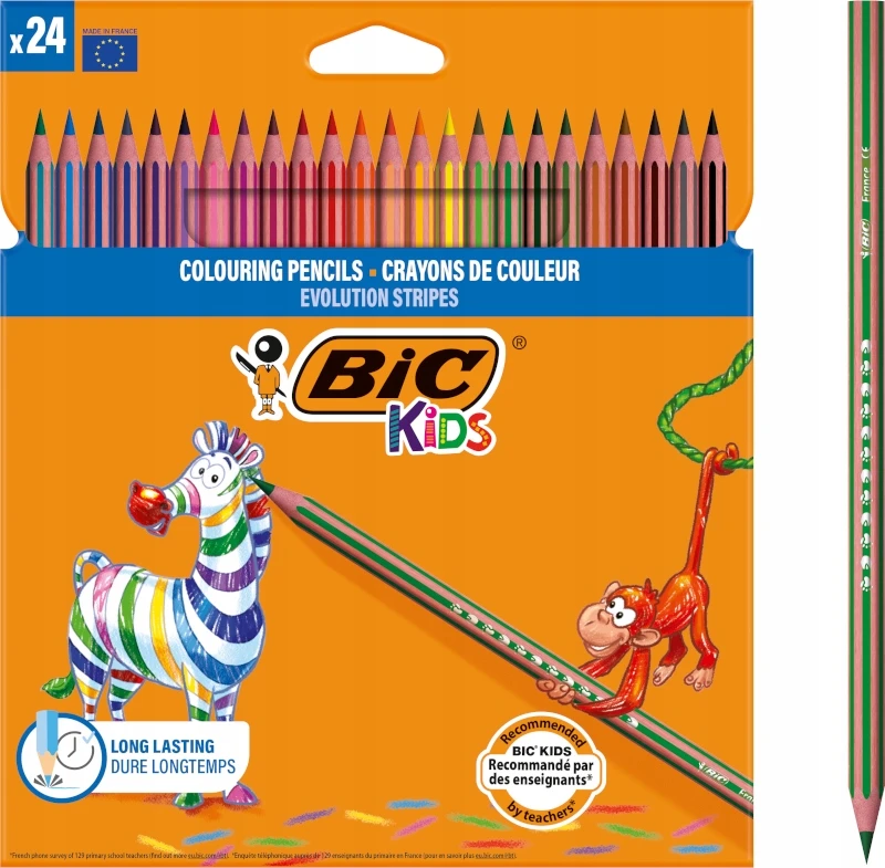 Spalvotieji pieštukai Bic Evolution Stripes, 24 vnt.