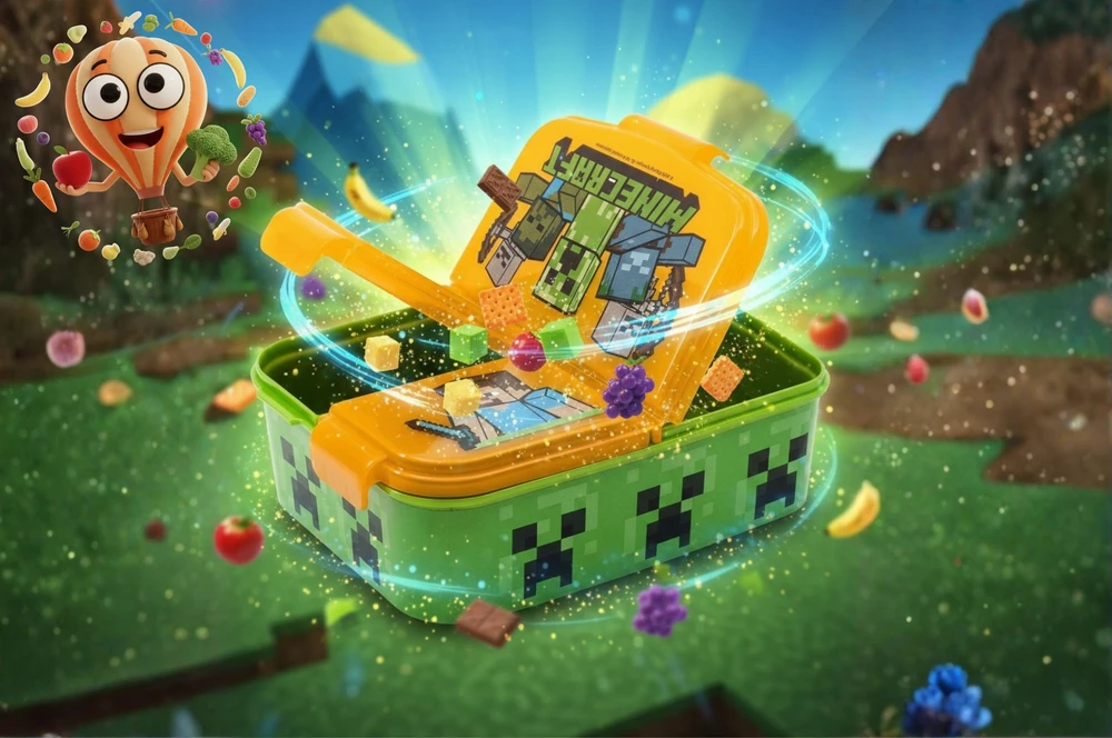 BIDON i ŚNIADANIÓWKA PRZEGRÓDKI LUNCH BBOX PREZENT TRZYKOMOROWA MINECRAFT