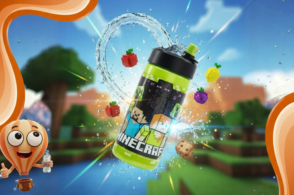 BIDON i ŚNIADANIÓWKA PRZEGRÓDKI LUNCH BBOX PREZENT TRZYKOMOROWA MINECRAFT