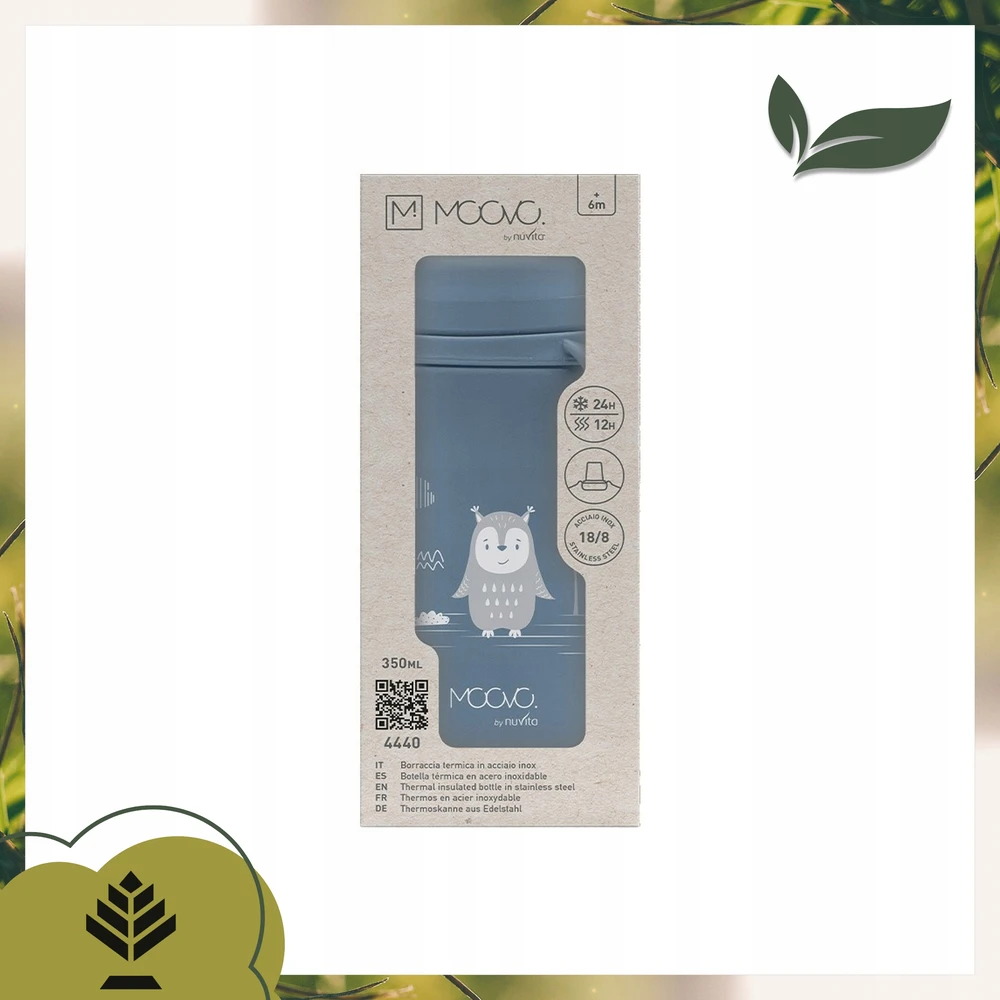 Bidon Termiczny Nuvita Powder Mėlyna Z Ustnikiem Dla Dzieci Stalowy 350ml