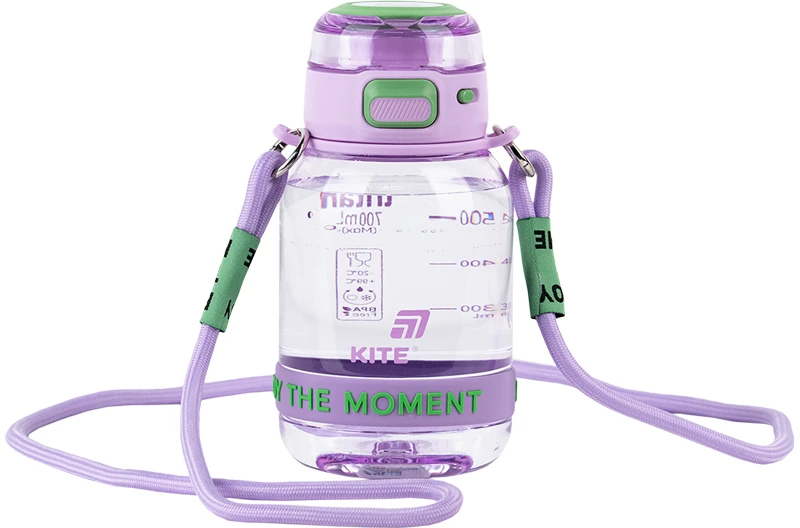 Bidonas vandeniui Kite 700ml su dirželiu, violetinis