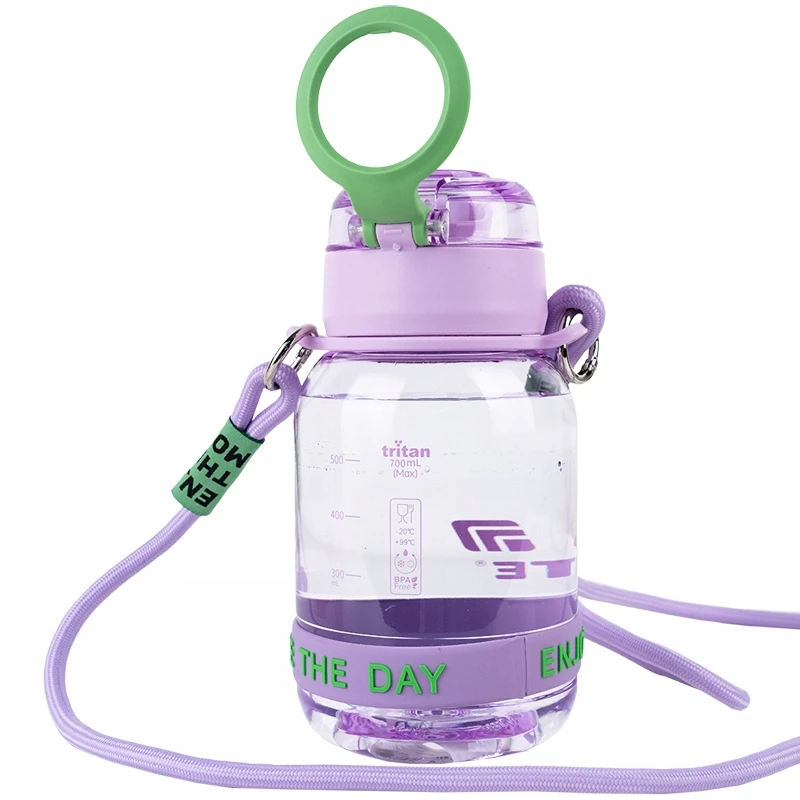 Bidonas vandeniui Kite 700ml su dirželiu, violetinis