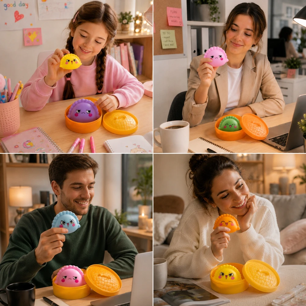 Big Gniotek Anti-stress Squishy koldūnų koldūnų dėžutėje 2 vnt Mystery