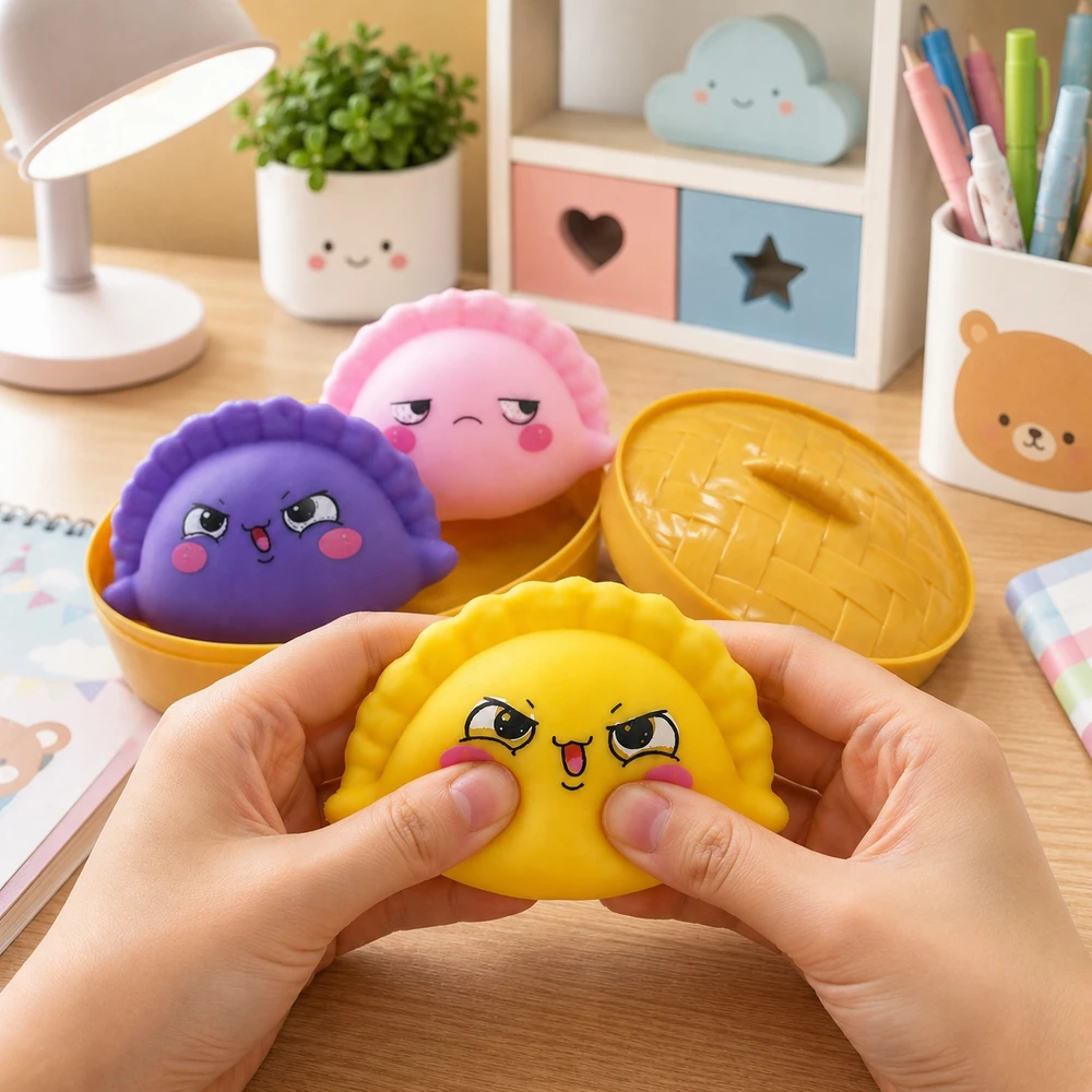 Big Gniotek Anti-stress Squishy koldūnų koldūnų dėžutėje 2 vnt Mystery