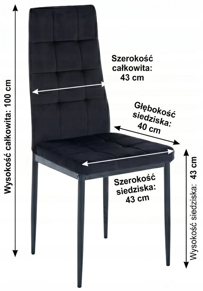 BIG Meble Minkšta aksominė kėdė valgomajam, namams, virtuvei, svetainei, juoda BIG 011