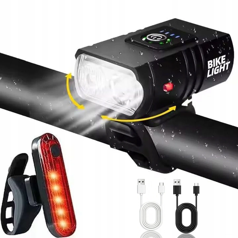 BIKE LAMP priekinis LED žibintas, stiprus vairo žibintas, 1200mAh