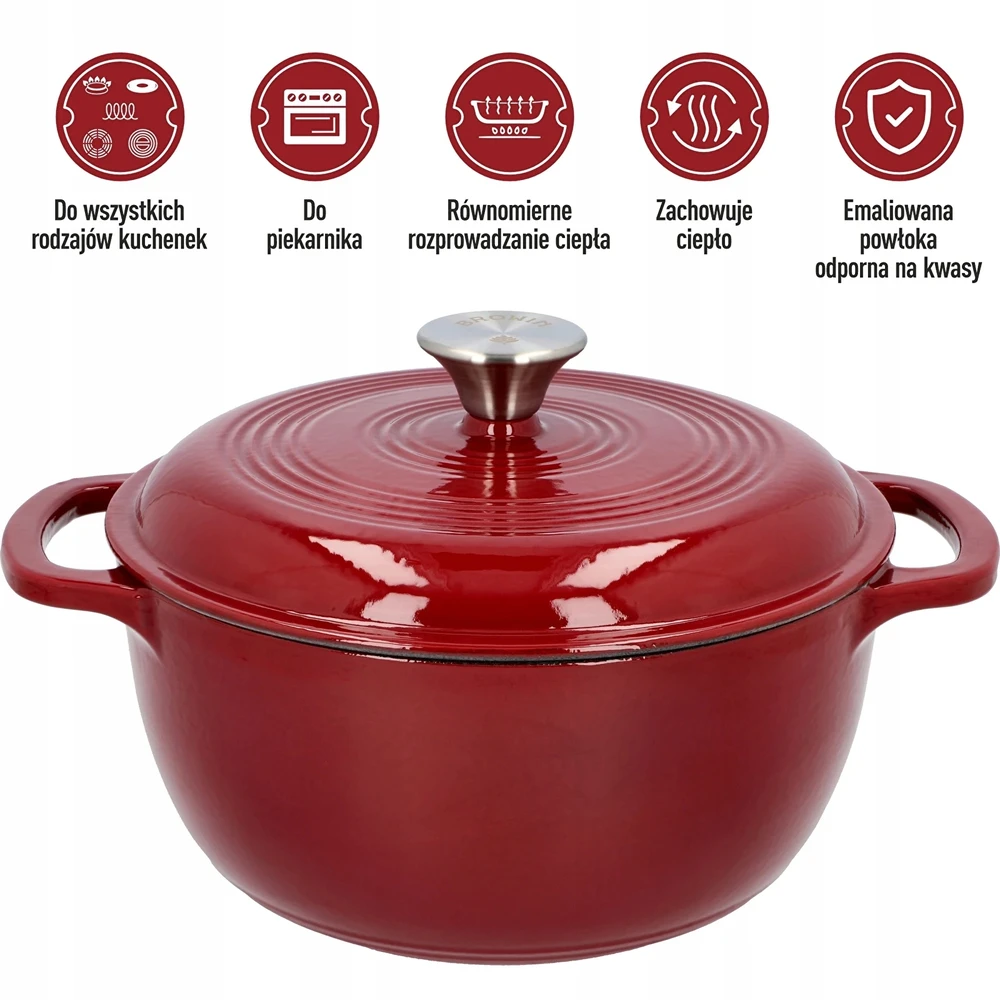 Bimberek Emaliuotas ketaus puodas 5,8 l BURROW virdulys kepimo indukcinės dujos