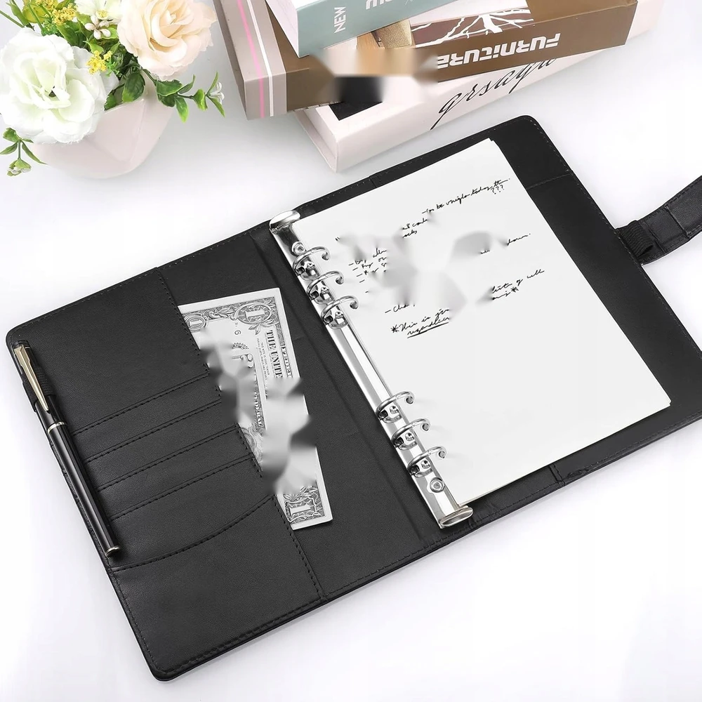 BINDER A5 6 AKULUČIŲ SĄRAŠŲ JUNGTINĖLIS ORGANIZATORIUS ODA UŽDARYTA ELEGANT