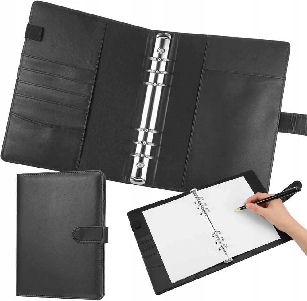 BINDER A5 6 AKULUČIŲ SĄRAŠŲ JUNGTINĖLIS ORGANIZATORIUS ODA UŽDARYTA ELEGANT
