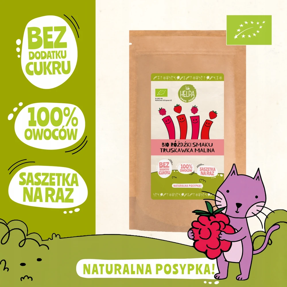 Bio Flavour Wands Strawberry Raspberry HELPA 20 g liofilizuotų vaisių miltelių