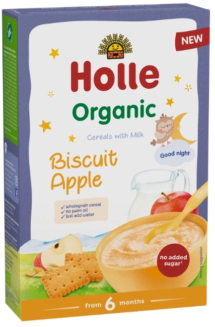 Bio Pieninė košė Avižiniai sausainiai Sausainiai ir obuoliai 250 g HOLLE