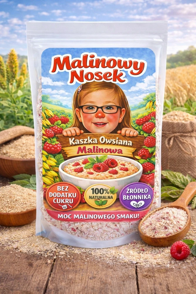 BIO Raspberry Nosek Košė - Avižų košė su liofilizuotomis avietėmis