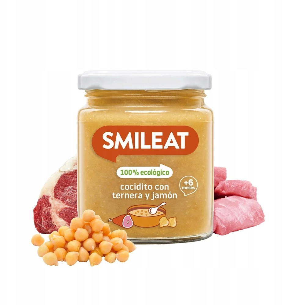 BIO vakarienė Guliašas su veršiena ir kumpiu 200g Vaikams SMILEAT 6m+