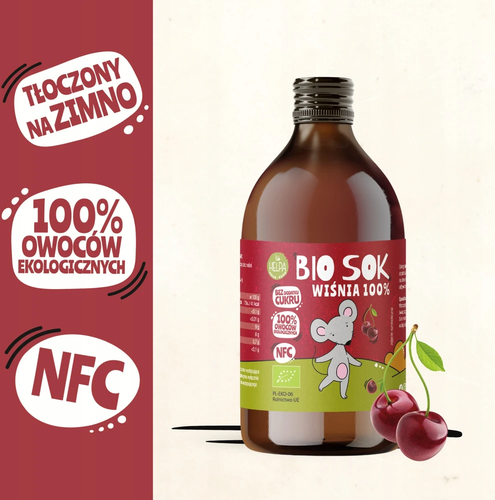 Bio vyšnių sultys 250 ml HELPA ekologiškas NFC 100%
