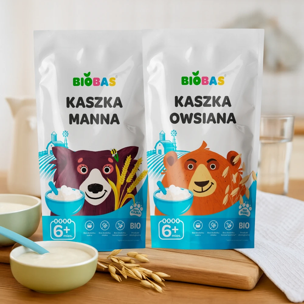 BioBas Košių rinkinys Be pieno grūdų košės be cukraus 9 vnt. 1,8kg