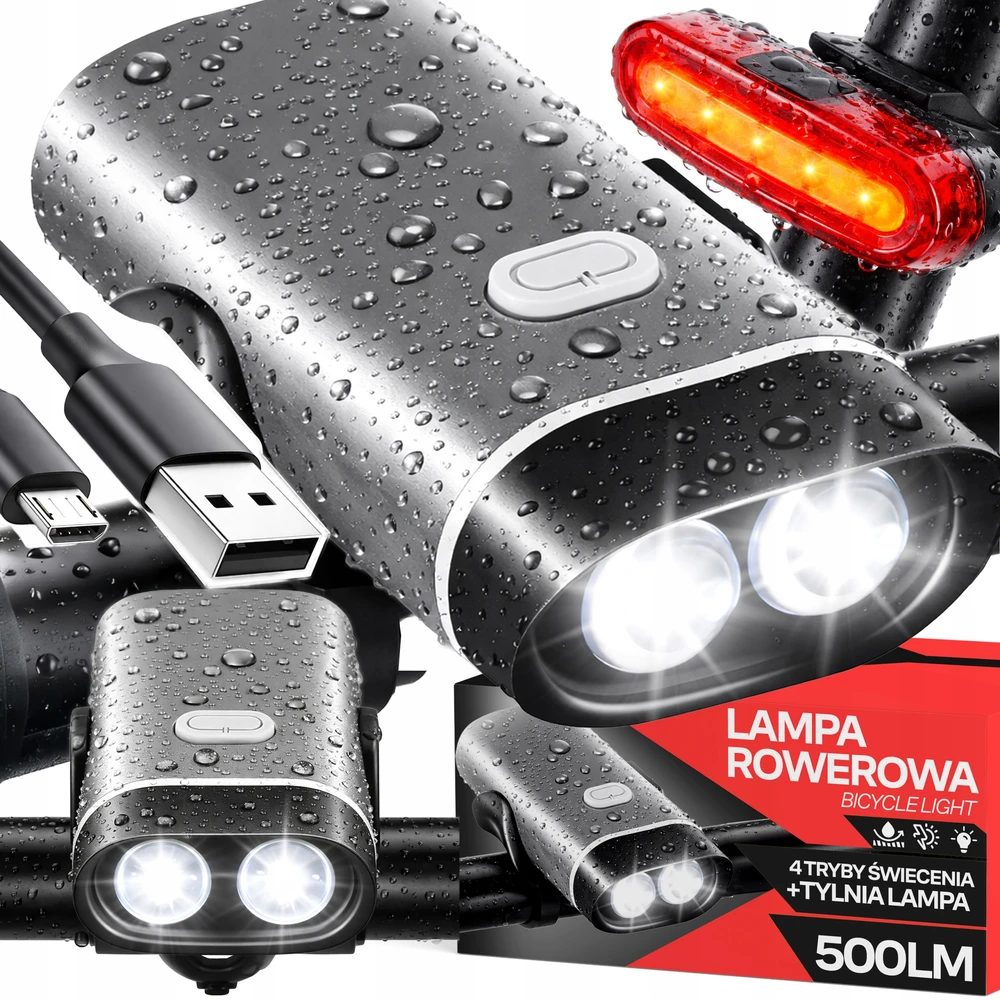 Biooreto Lampka Dviračio žibintas, priekinis ir galinis LED žibintas dviračio vairui, stiprus USB, ryškus s093
