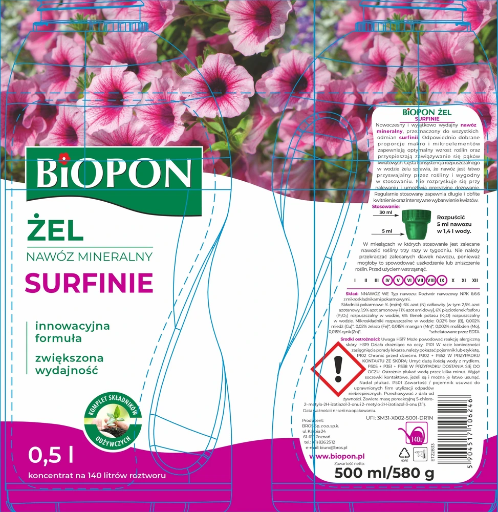 BIOPON GELISINĖS TRANŠOS SURFINIJOMS, SKYSTOS 0,5 L