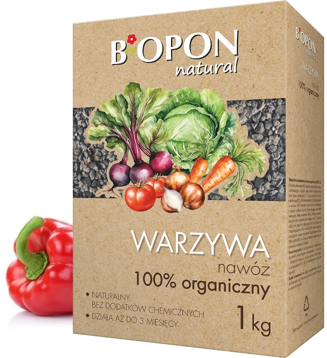 BIOPON NATŪRALUS DARŽOVIŲ TRĄŠOS 100 % ORGANINĖS GRANULĖS 1KG