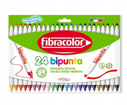"Bipunta" rašikliai su dvigubu smaigaliu 24 spalvos Fibracolor